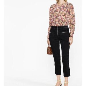 Isabel Marant Loma Cropped Jeans Moto Inspired Zippers and Textures Size 4 (36FR